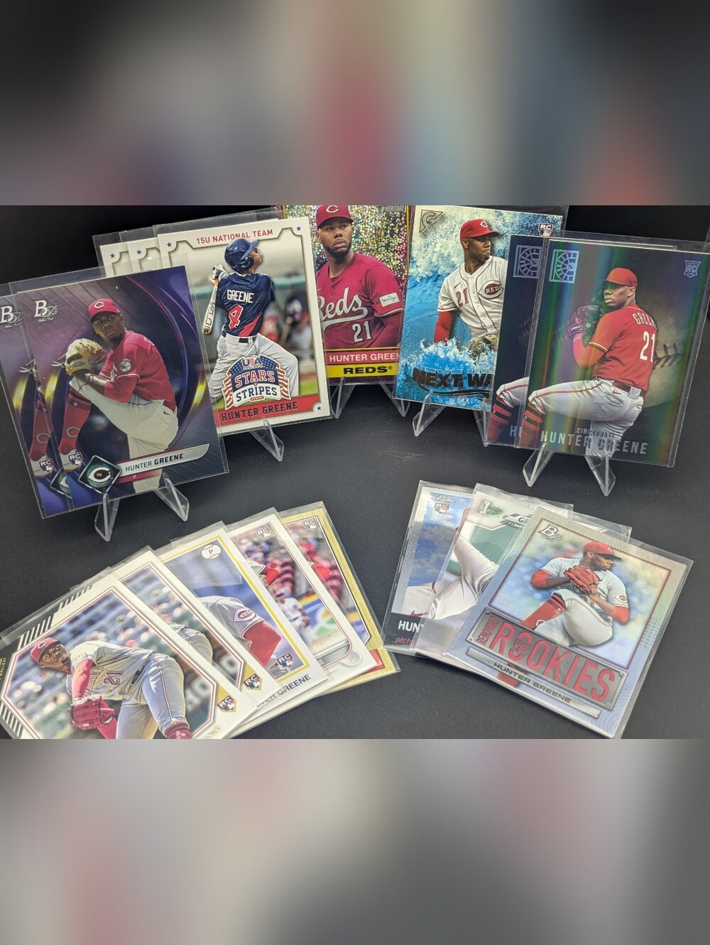 Hunter Greene Rookie Card Lot of 18 RC Insert Parallel Chrome Bowman Prospect